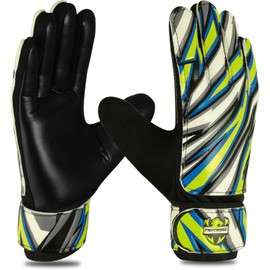 FIGHTSENSE Goalkeeper Gloves for Children, Teenagers, Boys, Football Gloves, Latex Palm, Breathable, Strong Grip, Double Wrist Protection (Yellow, Size 4, Suitable for 6-9 Years)