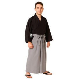[Maatsu] Samurai Samurai Cosplay Kimono Costume Costume Hakama Japanese Style Kimono Costume Event Disguise Party (Samurai (Gray))