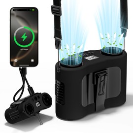 Portable Waist Fan, Dual-Sided Clip on Belt Waist Fan, 5 Speeds 16000RPM, MAX 40H Work Time, 20000mAh Rechargeable Wearable Personal Hands-Free Neck Fan for Outdoor, Hiking, Jobsite, Fishing, Black