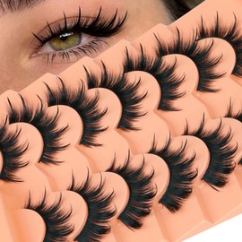 Focipeysa Manga False Eyelashes Wispy Eyelash Pack 18mm Strip Lash C Curly Faux Mink Lashes that Look Like Lash Extensions Natural Wispy False Lash Pack DIY Lash at Home