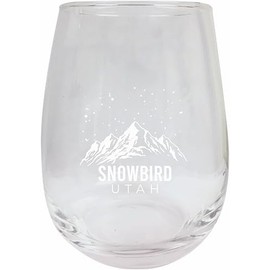 R and R Imports Snowbird Utah Souvenir Ski Adventures 15 oz Engraved Wine Glass 4-Pack