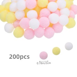 20mm hairballs for handicrafts, about 200 pieces, fluffy pastel balls, colored mini pompoms for crafts, colored pompoms, for decorating, sewing, DIY, creative crafts, light pink, yellow, white (White, Pink, Yellow)