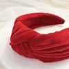 Bowbear Plush Velvet Top Knotted Wide Headbands, Red