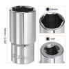 sourcing map 6-Point Socket 3/8" Drive 24mm Deep 2.52" Length