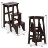 DORTALA 3 Tier Folding Step Stool, Rubber Wood Multifunctional Ladder