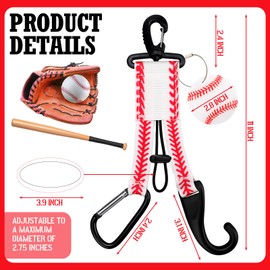 Fiwochic 4 Pcs Baseball Gear Hanger Dugout Organizer Softball 3 in 1 Baseball Fence Hooks with Name Luggage Tags Softball Team Gift for Hiking Camping Backpack Glove Helmet Drinking Bottle Hanging