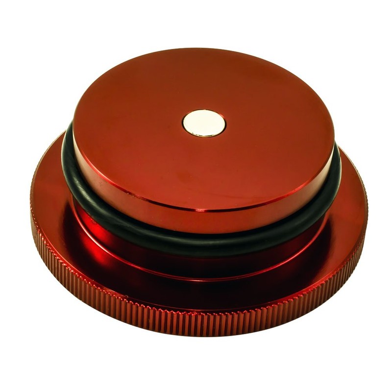 2013-2017 VMS Racing Magnetic Fuel Cap in Red Anodized Billet
