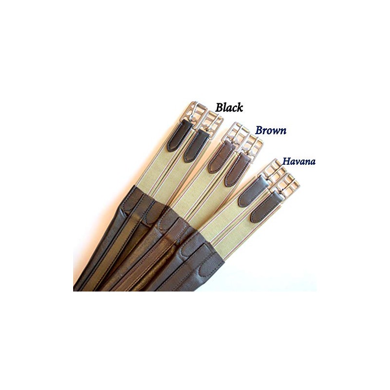 SIE EQUESTRIAN Contoured Leather Chafeless Girth Black Brown 46" /48"