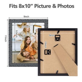 Golden State Art 8x10 Picture Frame Set of 3, Rustic Farmhouse Photo Frames with Plexiglass for Wall and Tabletop Display, Weaving Black