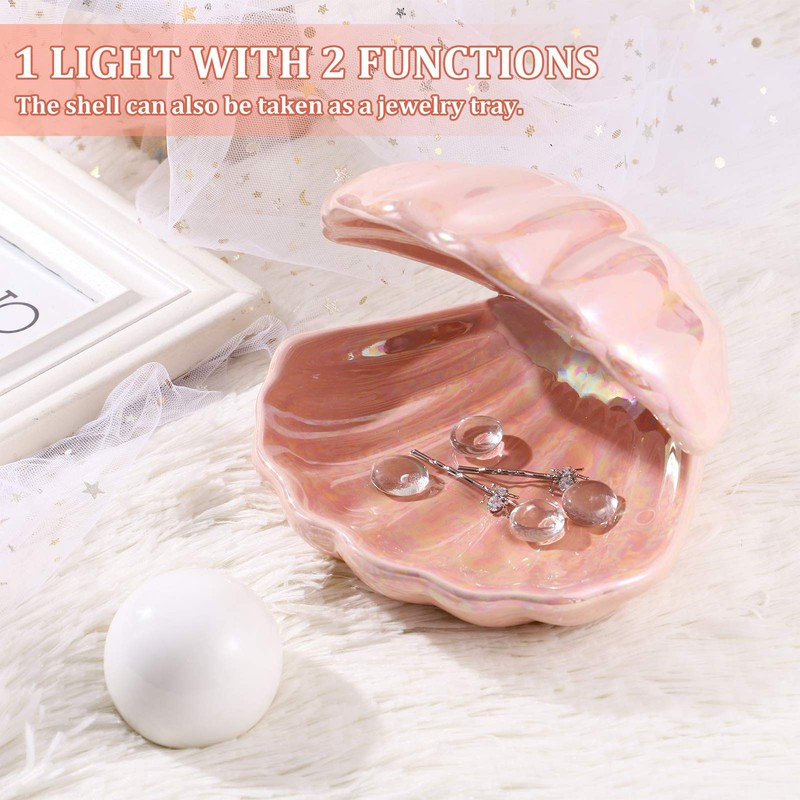 IMIKEYA Shell Pearl Light LED Ceramics Desktop Lamp Portable Pearl