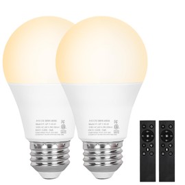 Brilvibera 2 Packs Remote Control Bulb Set, A19 LED Light Bulbs Dimmable Stepless 2700K-6000K, 805 LM, E26 Base, 25000+ Hours Lifespan, LED Bulb for Pendant Light, Table Light, Floor Lamp
