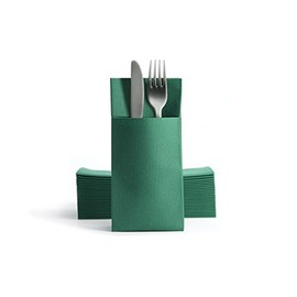 Alvotex Chic Airlaid 50 Cutlery Napkins Cutlery Pockets, Fabric-Like, High-Quality Disposable Napkin, 39 x 40 cm, Green