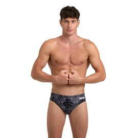 Arena Performance Men's Kikko Pro Swim Brief Chlorine Resistant MaxLife Athletic Practice Swimsuit, Black/Black Multi, US Size 22