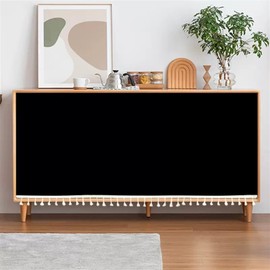 SK Studio Short Curtains for Kitchen, Privacy Closet Curtain Dust-Proof Under Sink Curtains for Small Kitchen Storage Room Black, 39.4" W x 27.6" H