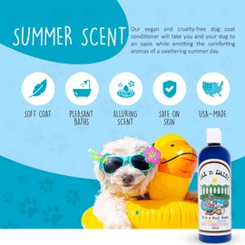 Jax n Daisy It's a Pool Pawty Summer Scent Dog Conditioner - Essential Oil Conditioner for Dogs - Gentle Dog Hair Conditioner - Cruelty-Free & Vegan Dog Fur Conditioner Made in The USA 16oz