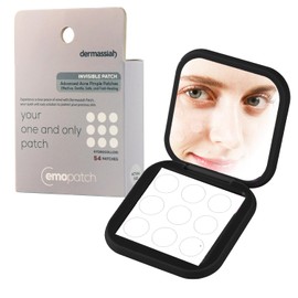EMO PATCH Acne Pimple Patches for Face 54 Count with Mirror Case for Day & Night Use - Hydrocolloid Pimple Pads, Emoji-Themed Blemish Dots, Clear Skin Treatment (Invisible)