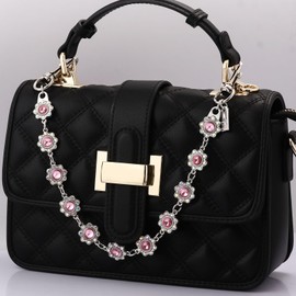 Disengor Bag Purse Chain Charms for Handbags - Sparkle Rhinestone Jewelry Chain Strap - Flower Crystal Bag Extender