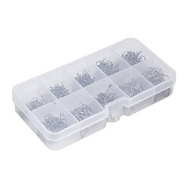 Alomejor 500 unids Ganchos de Pesca de Acero al Carbono Pesca Peces Jig Gancho de Agua Salada de Agua Dulce Alto bajo Peces Ganchos Kit con Caja de pl¨¦Stico