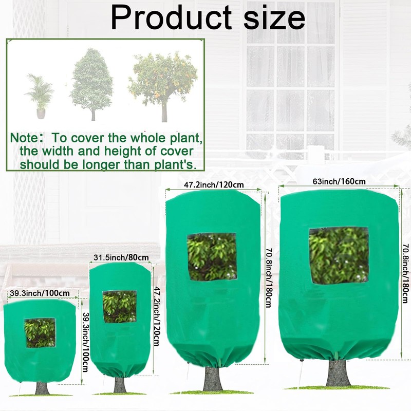 Plant Frost Protection Covers with Viewing Window, 31.5" x 47.2",