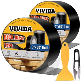 VIVIDA Butyl Joist Tape for Decking 3" × 50' (2 Roll), Waterproof Deck Joist Butyl Sealant Tape for Wood Beams, Roof