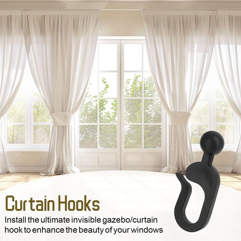 lasuroa 50pcs Plastic Hooks for Gazebo Curtains, Smooth Sliding Track