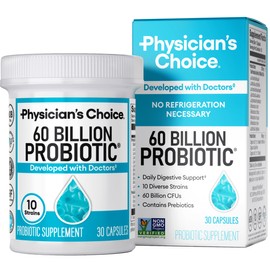 Physician's CHOICE Probiotics 60 Billion CFU - 10 Strains + Organic Prebiotics - Immune, Digestive & Gut Health - Supports Occasional Constipation, Diarrhea, Gas & Bloating - for Women & Men - 30ct