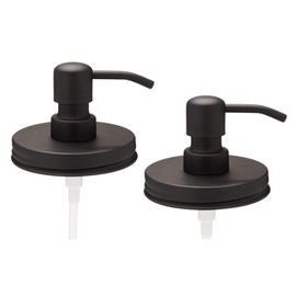 Jarmazing Products Wide Mouth Black Mason Jar Soap Dispenser Lids - Two Pack - for All Wide Mouth Canning Jars