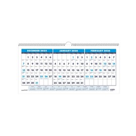 House of Doolittle 2026 Three-Month Wall Calendar 17" x 8", Blue (3647-26)