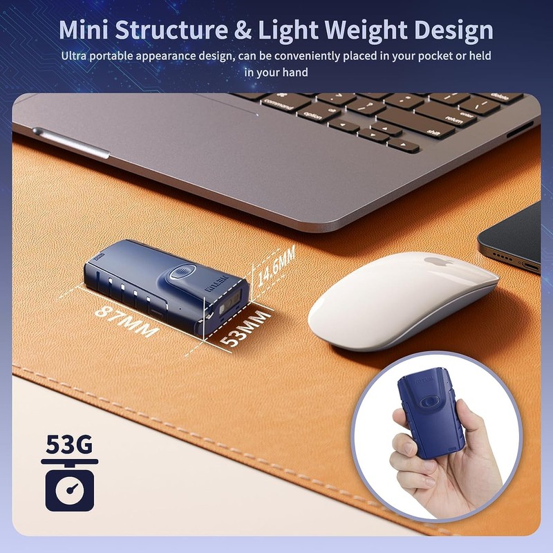 NETUM E950 Bluetooth 2D Barcode Scanner, 3-in-1 Small Portable QR