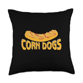 Corn Dogs Realistic Design With Toppings – Crispy Fair Food Throw Pillow