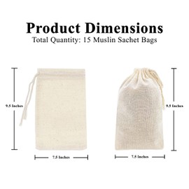 Mandala Crafts Drawstring Muslin Bags 8X10 Drawstring Pouch Sachet Bags - 15 Cloth Bags Cotton Drawstrings Bags for Gift Bags Treat Cooking Spice Toiletries Accessories