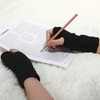 Pair Black Grid Fingerless Elastic Wrist Short Gloves Winter Mittens