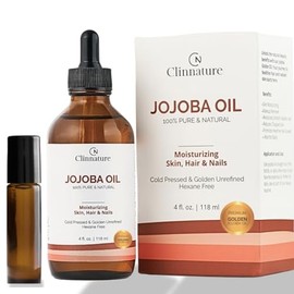 Jojoba Golden Oil - Premium Quality, 100% Pure & Natural for Hair & Nails, Cuticle Oil, Cold Pressed, Deep Moisturizing Skin & Body Oil with Vitamin E, with Dropper & Roller Applicator
