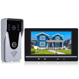 Wired Video Intercom System, 7 Inch Monitor and Aluminum Alloy Doorbell Camera, 2-Way Intercom Audio Video Doorbell Intercom Kits, Support Monitoring, Unlock indoor/outdoor for Home Security System