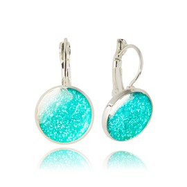 Handmade Classic Small Round Drop Earrings Jewellery for Women (Style 31 - Sparkly Blue Azure Silver)