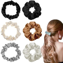 6 Pieces Satin Hair Scrunchies Women Hair Ties Elastic Hair Bands Ropes Girls Hair Ties 2 Different Sizes