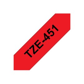 Brother TZe-451 24 mm (W) x 8 m (L) Labelling Tape Cassette Laminated Brother Genuine Supplies, Black on Red