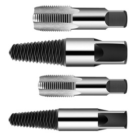 OneGas 4 Pieces Water Pipe Extractor, Carbon Steel 1/2" - 3/4" NPT Faucet Set, Water Pipe Triangle Valve Repair Kit, Broken Pipe Remover, Thread Repair Tool for Pipes, Valve