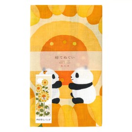 Hamamonyo Picture Tenugui, Sunflower and Panda