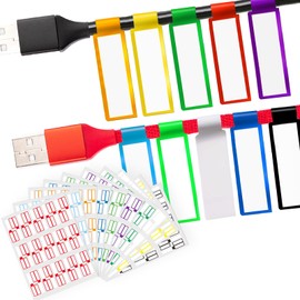 300 PCS Cable Labels,10 Colors Waterproof Cable Tags Wire Labels for Cable Management,Color Border Cord Labels Can Write On,Self Adhesive Wire Labels Printable for Laser Printer and Handwriting