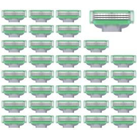 36 Replacement Blades Compatible with GL-Mach 3 Style Razors (Green), Wet Razors Men's Blades Value Packs
