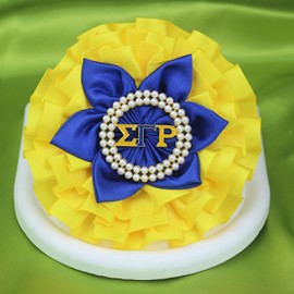 Pearl Sigmaa Gamma Rho Corsage for Women 1922 SGRho Gift SGR Flower Brooch Pin Greek Sorority Gift Paraphernalia Jewelry for Sisterhood Soror (4.5" SGR Corsage)