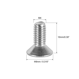 uxcell M4x10mm Flat Head Machine Screws, Phillips Cross Screw, 304 Stainless Steel, Fasteners Bolts 50Pcs