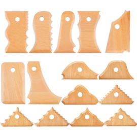 15 Pcs Pottery Ribs Pottery Tools Pottery Foot Shaper Tools Include 7 Pcs Big Size Pottery Foot Shaper Tools Pottery Trimming Tools and 8 Pcs Wooden Triangle Pottery Ribs