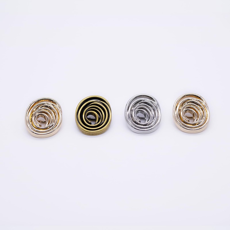 5Pcs Niche Design Geometric Oval Coil Metal Buttons Electroplated Fashion