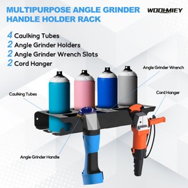 WODHMIEY Spray Bottle Storage Rack with Angle Grinder Holder, with 4 Spray Bottle Holes 2 Grinder Slots for Garage Workshop Organization
