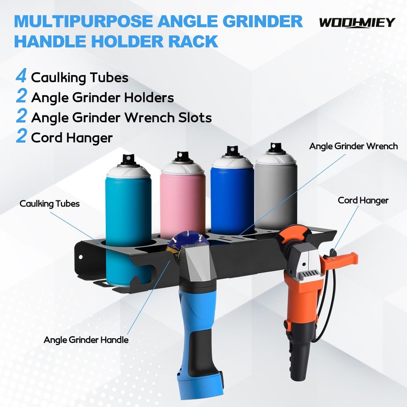 WODHMIEY Spray Bottle Storage Rack with Angle Grinder Holder, with