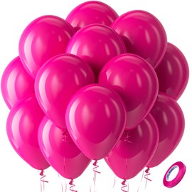 Bezente Hot Pink Latex Party Balloons, 100 Pack 12 inch Round Helium Pink Balloons for Valentine's Day Wedding Birthday Party Backdrop Decorations