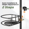 HAMITOR Shower Caddy Tension Pole: 4-Tier Rustproof Bathroom Corner Shelf