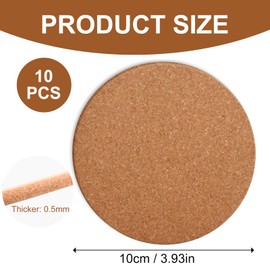 YILANJIN Cork Coasters, 10 PCS Round Brown Absorbent Cork Mat for Drinks, Reusable Drink Coasters for Dining Table, Multifunctional Plate Pad Cork Mat for Coffee Table, Bar Countertop, Home Décor